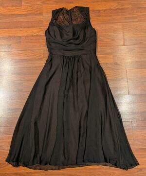 B2 Jasmine Black Lace Maxi Dress Sz 14 Formal Bridesmaid Evening Gown Cowl Neck